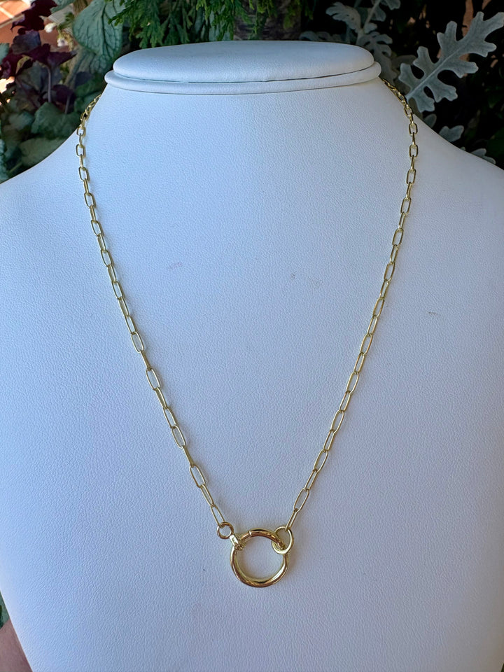 14kt Gold Thin Paperclip Chain With Open Ring N16295
