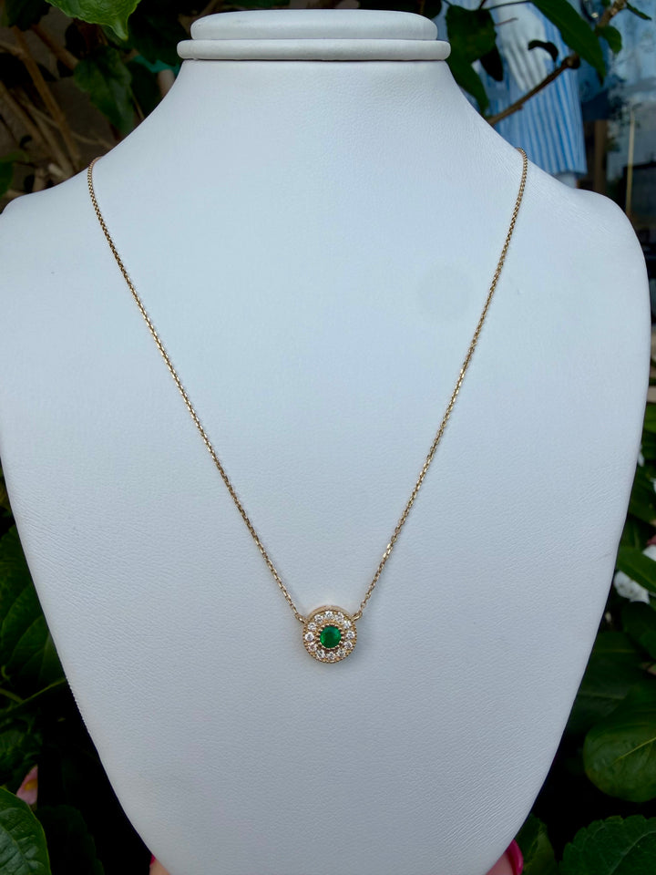 14kt Yellow Gold .14ct Emerald & .13cts Diamond Necklace NC106YE