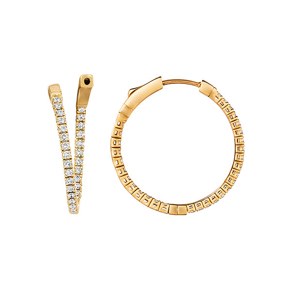 14KT 1.02 ct Diamond Hoops YG