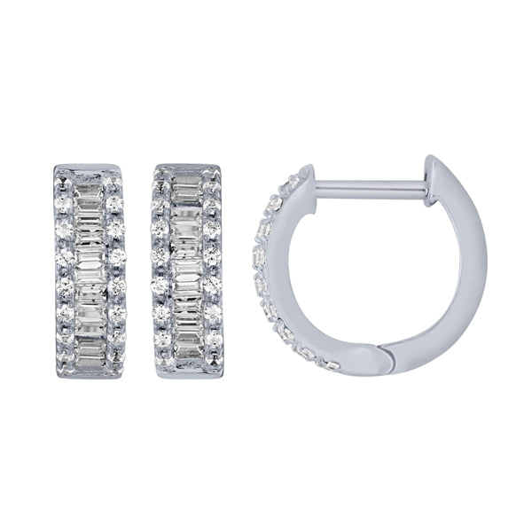 14kt .4ct Diamond Baguette Hoops E5827W