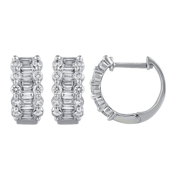 Diamond Baguette Huggies 1ct
