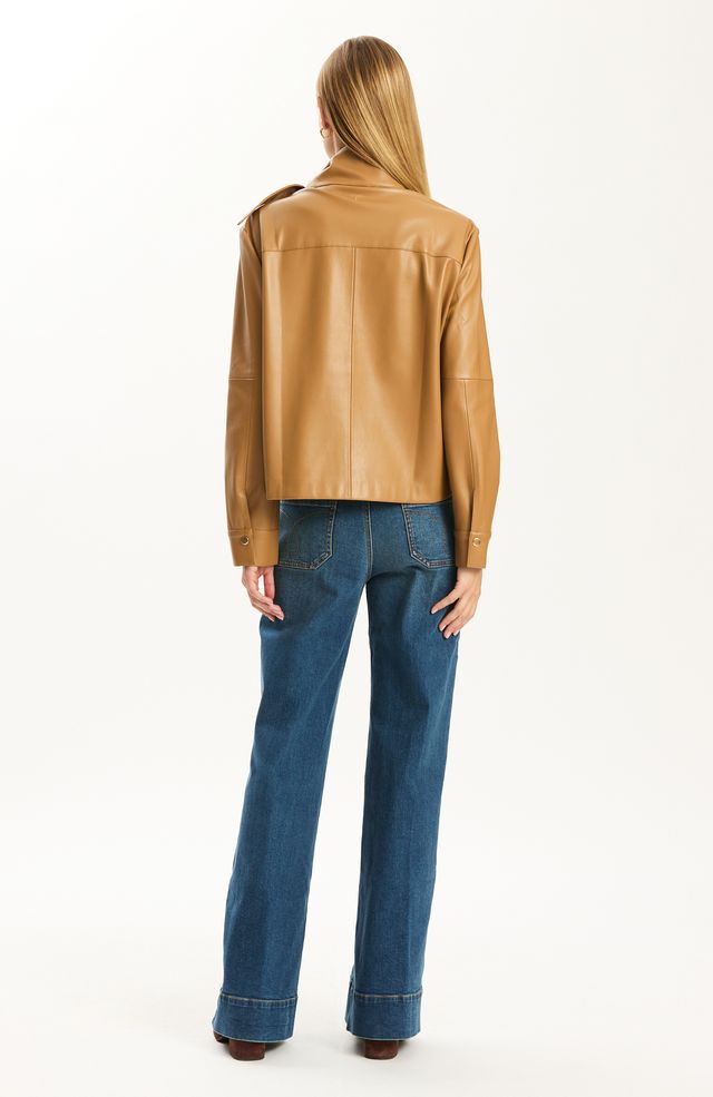 Rebecca Leather Tie Shirt | Latte
