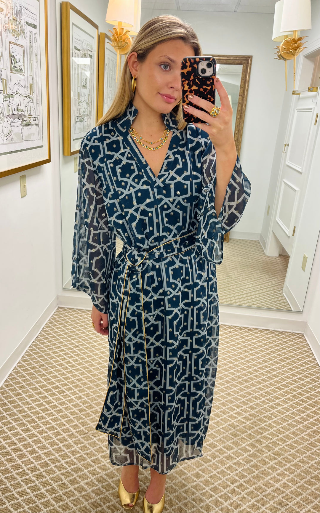 Maria Caftan | Lattice Cove Navy