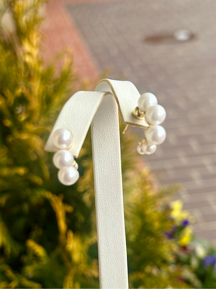 Chubby Pearl Hoop Earrings