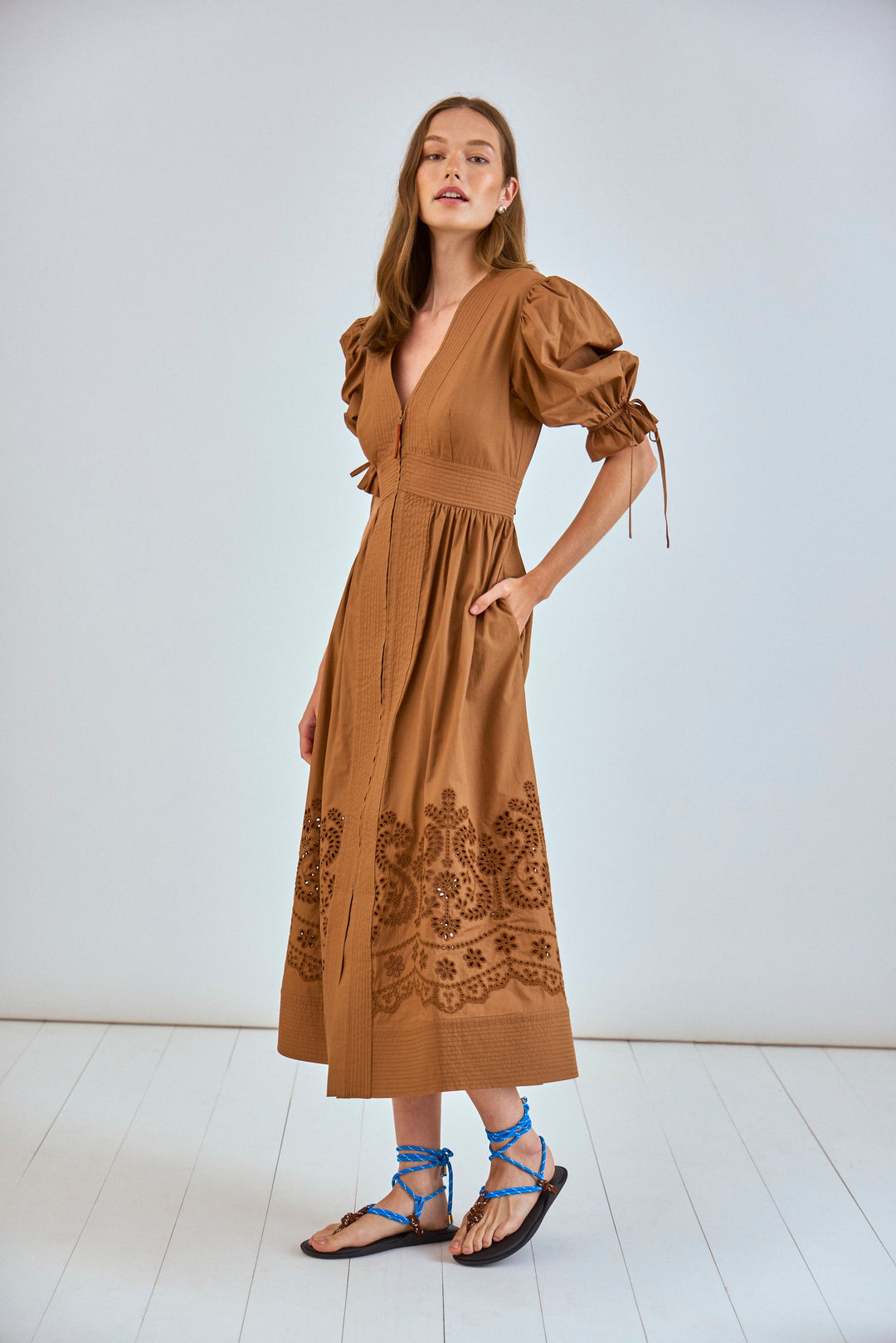 Kirin Dress | Mocha Embroidered Eyelet