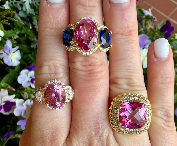 14kt Gold Ring with Pink Topaz & .36pts Diamonds RZ4601