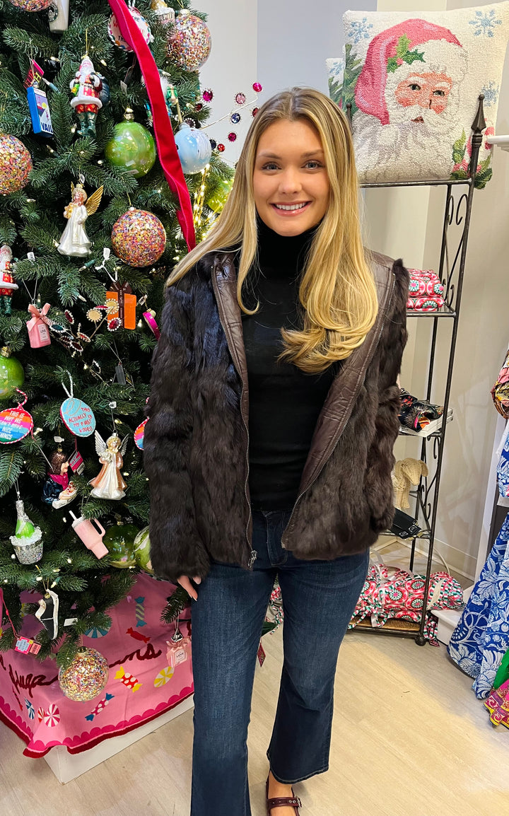 Rex Rabbit Reversible Jacket with Hood | Brown