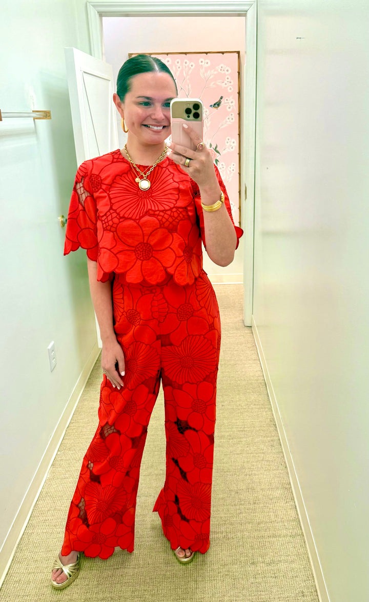 Half Sleeve Crop | Red Floral