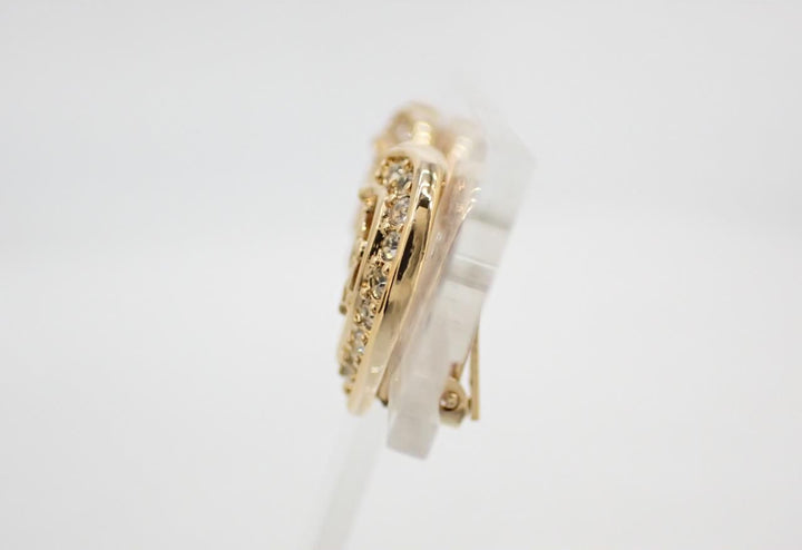 Dior Heart Rhinestone Clip-On Earrings