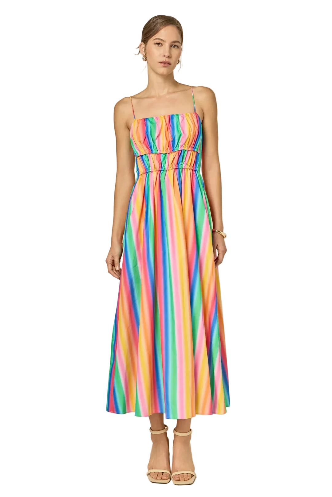 Rainbow Stripe Sleeveless Maxi Dress Charlotte's Inc Rainbow Stripe Sleeveless Maxi Dress Charlotte's Inc