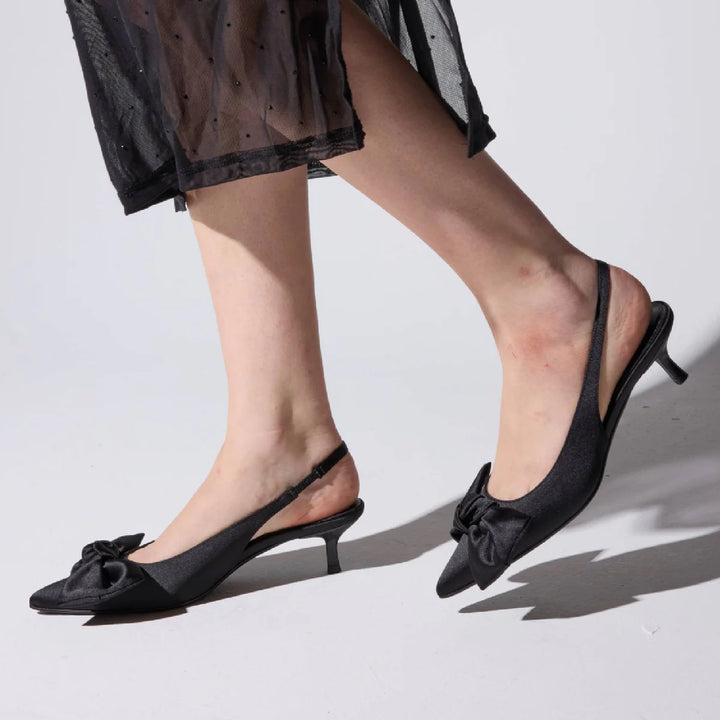 Elise Satin Slingback | Black
