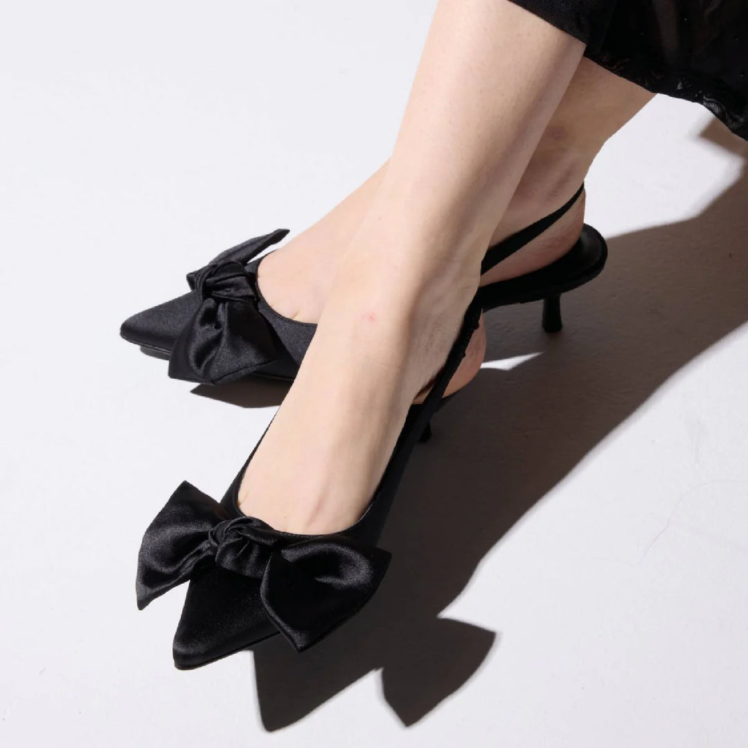 Elise Satin Slingback | Black