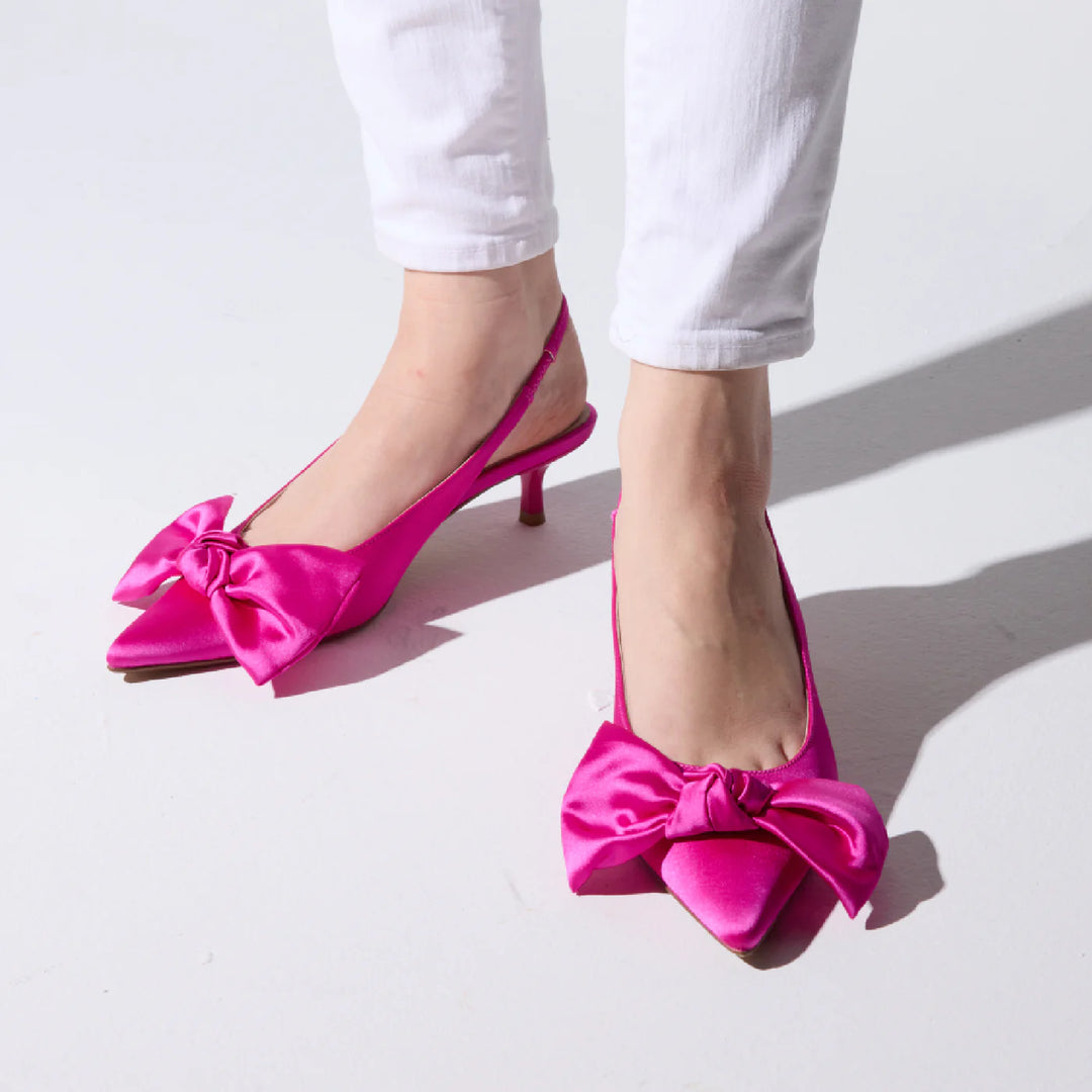Elise Satin Slingback | Fuchsia