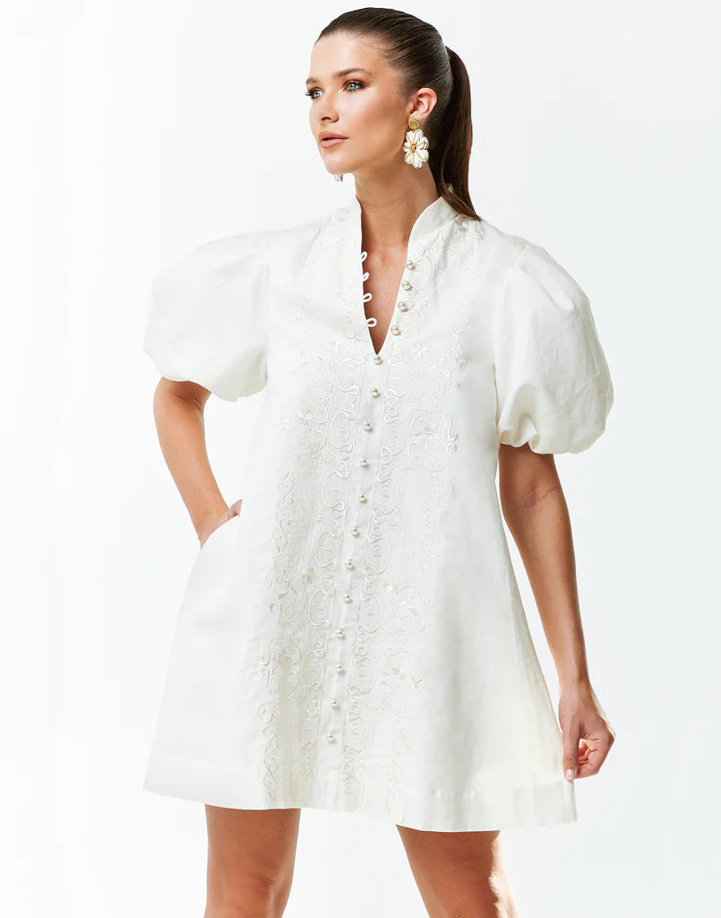 Mestiza Elliana Barong Mini Dress | Ivory
