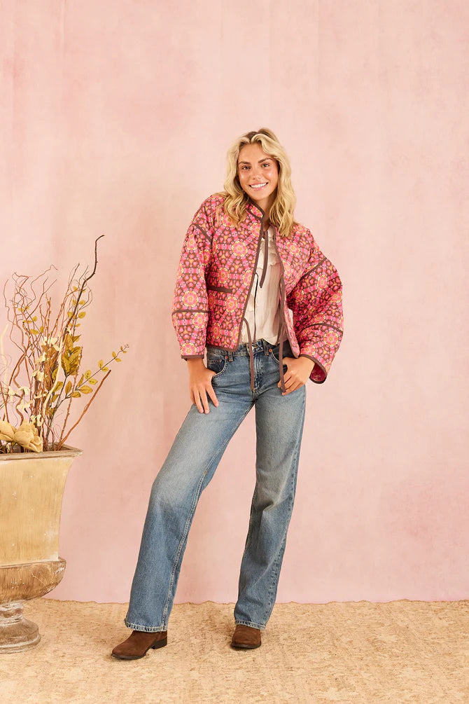 Eloise Reversible Quilted Jacket | Wildflower Pink