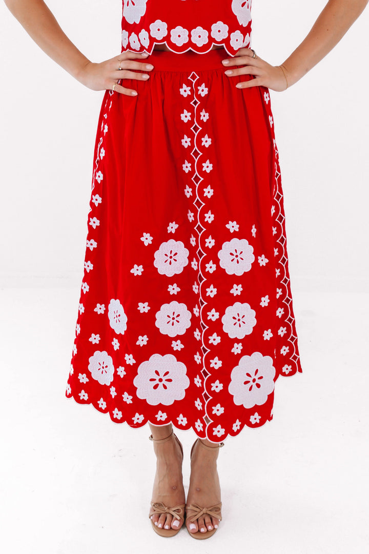 Ember Midi Skirt | Red