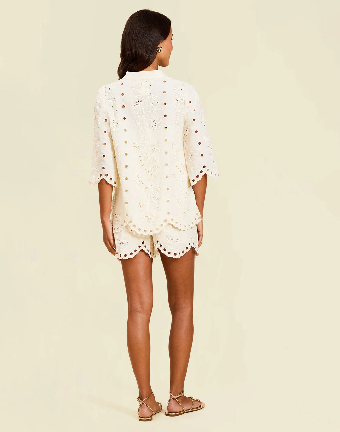 Emilio Scallop Lace Top | Ivory
