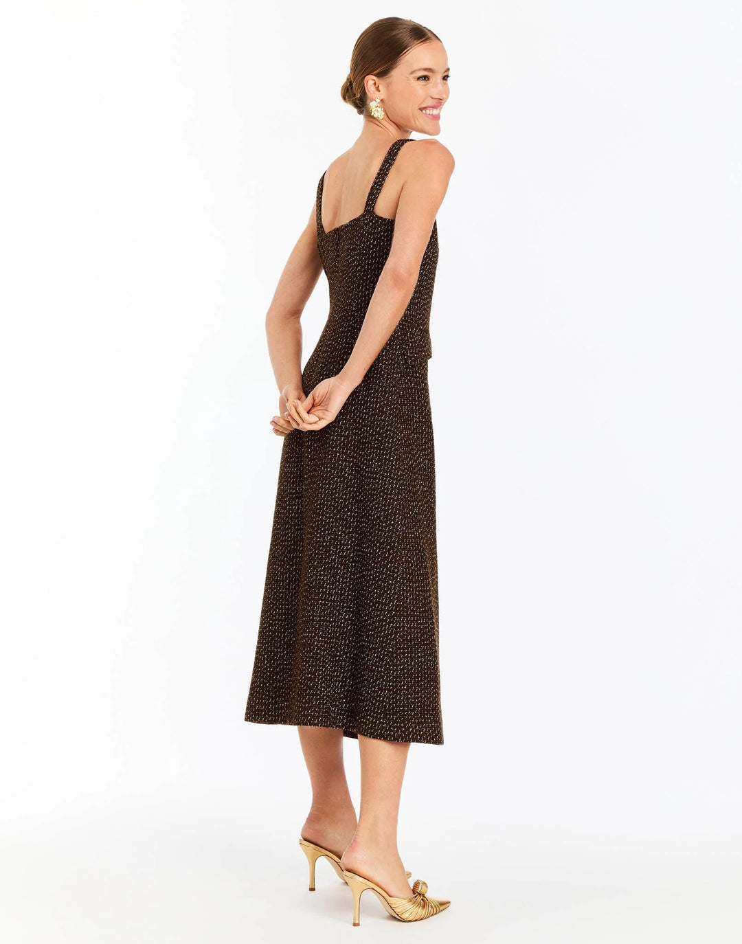 Espresso Midi Dress | Chestnut Gold