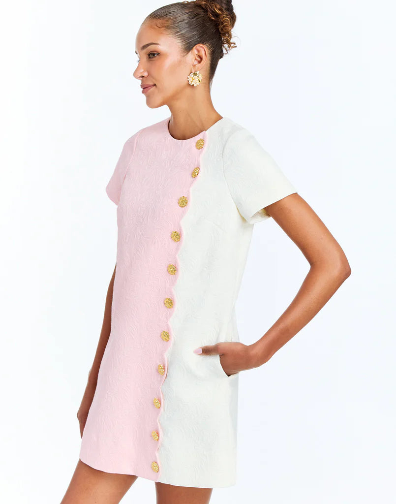 Etta Sleeved Mini Dress | Pink/Ivory