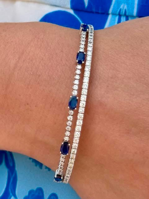 14kt White Gold .55 Sapphire and .42 Diamond Flex Bracelet