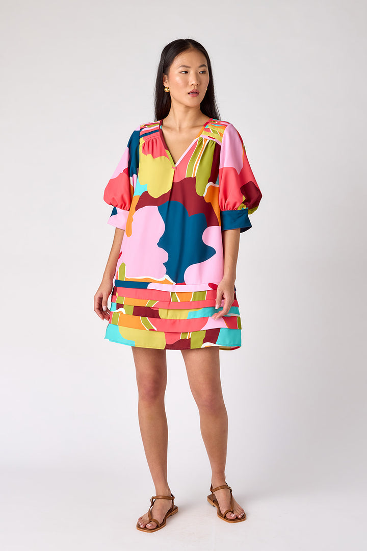 Elaine Dress | Block Poppy