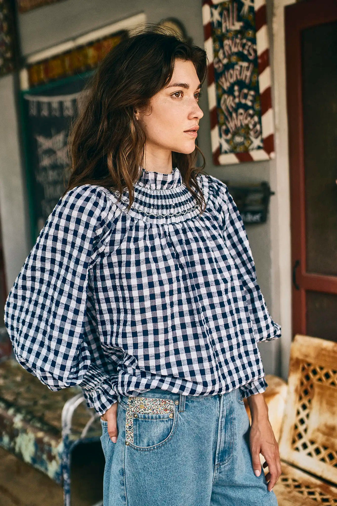 Hayes Blouse | Navy & White
