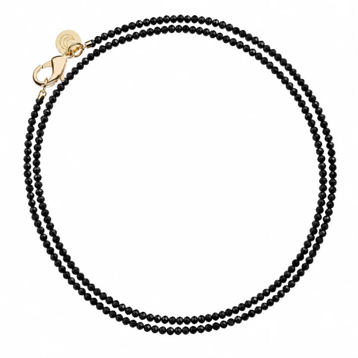 Double Wrap Diamond Cut Beaded Necklace | Onyx