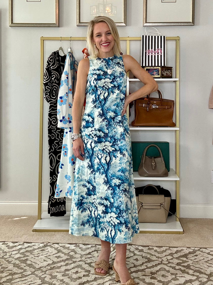 Louisa Midi Dress | Blue/Ivory