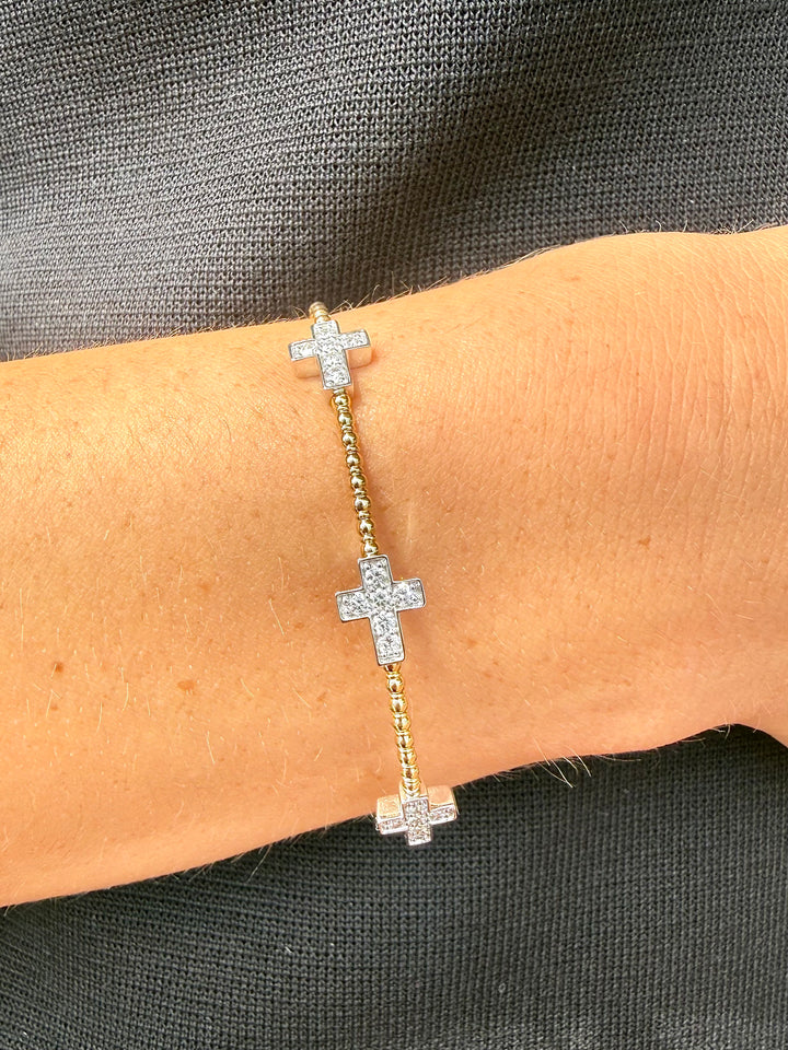 14kt White & Yellow Gold .48ct Diamond Cross Flex Bangle BV105WY