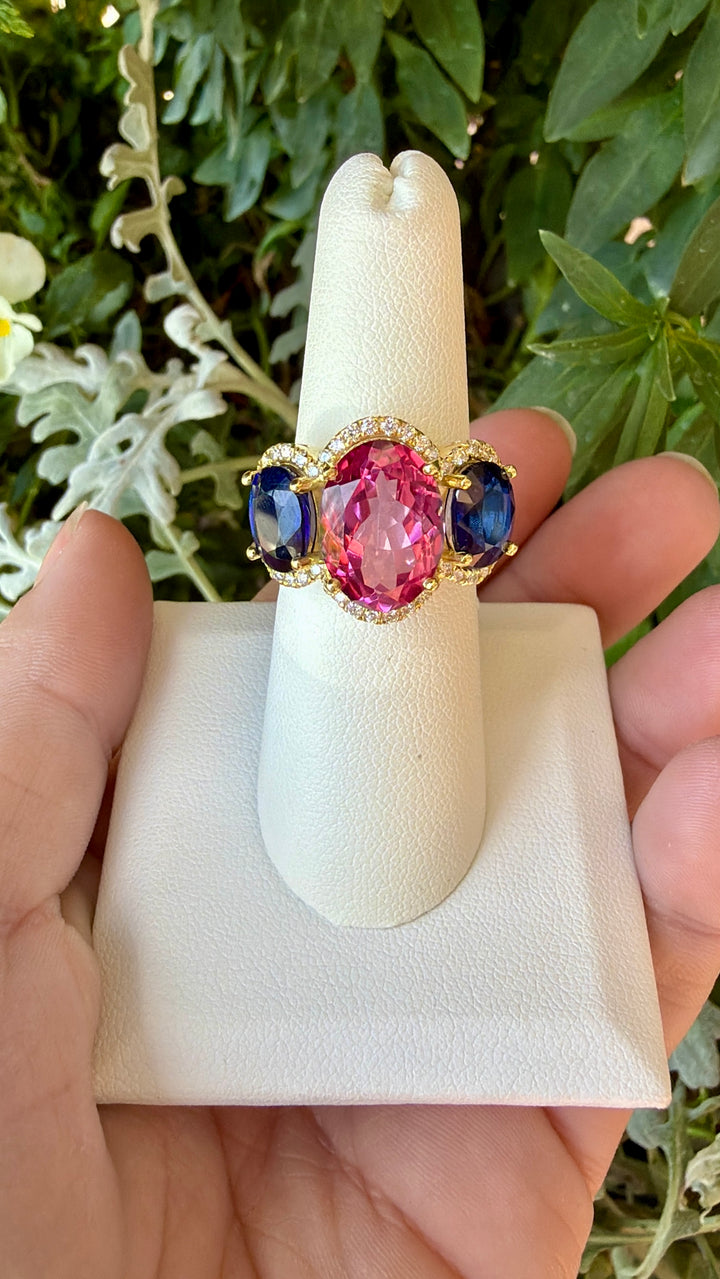 14kt Gold Ring with Pint Topaz & Kyanite with .46pts Dia RZ8191