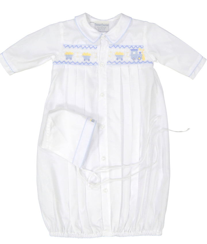 Train Smocked Take Me Home Gown with Bonnet