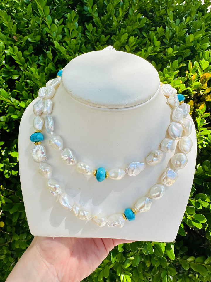 Daniella Necklace | Turquoise and Pearl