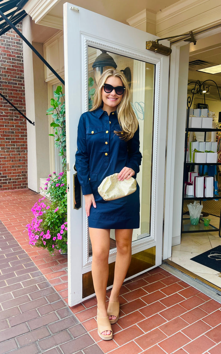 Rory Cotton Shirt Dress | Navy