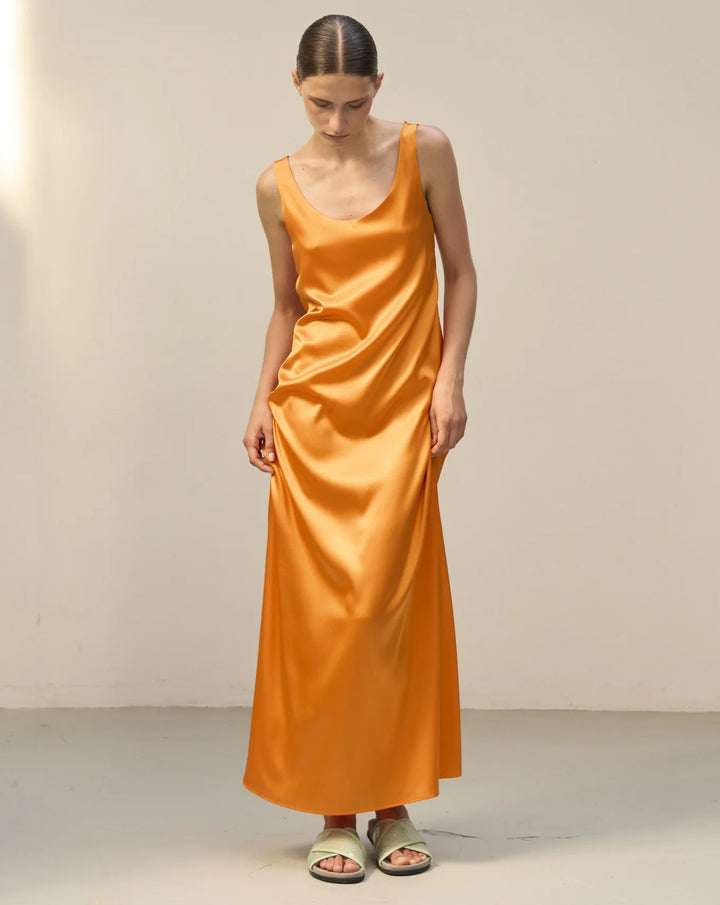 Slim Fit Long Dress | Orange