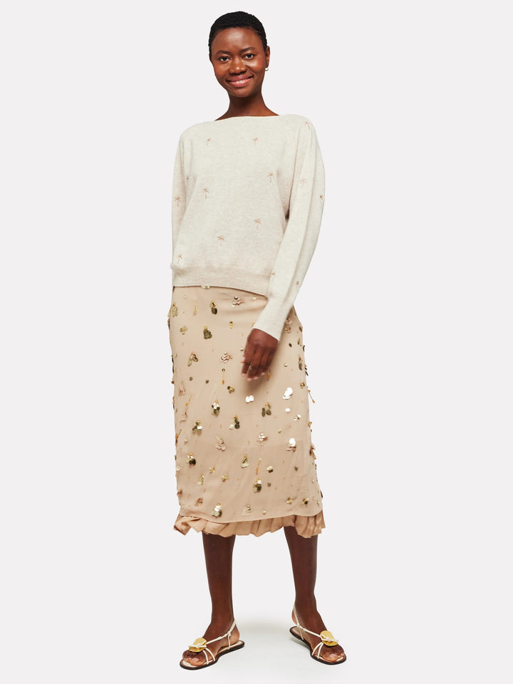 Embroidery Palm Twist Boat Neck | Cygnet