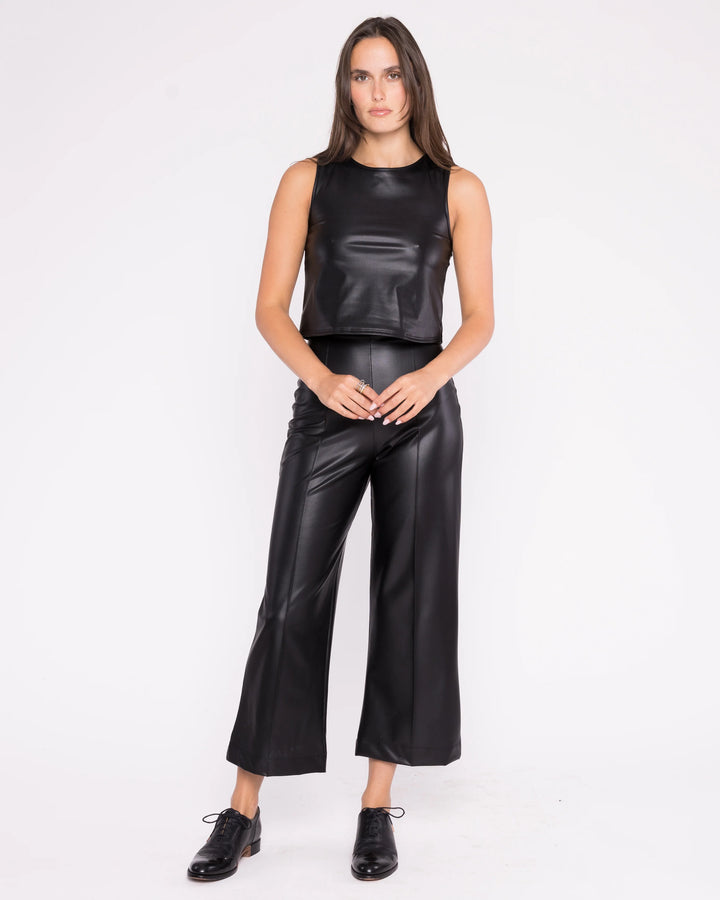 Vegan Leather Straight Leg Pants | Black