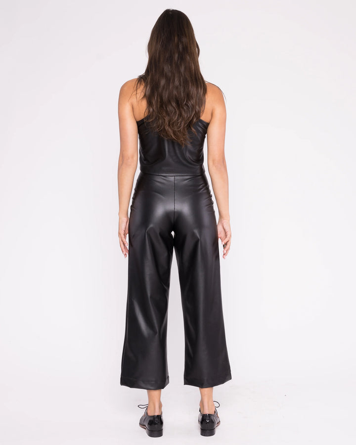 Vegan Leather Straight Leg Pants | Black