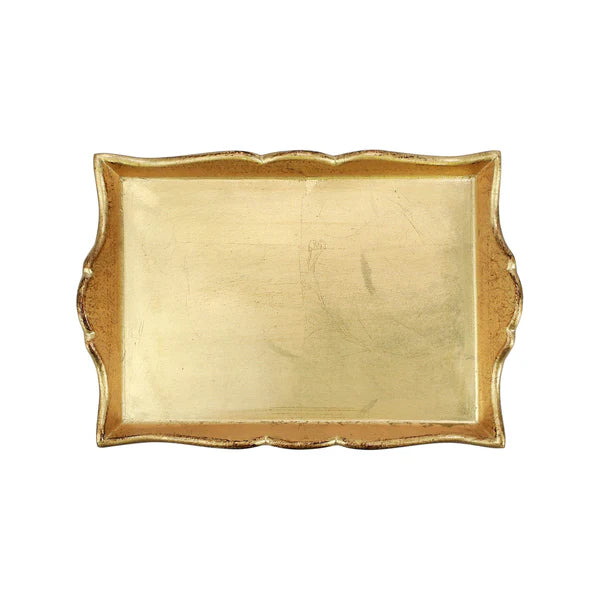 Florentine Wooden Gold Handled Scalloped Tray | +Sizes