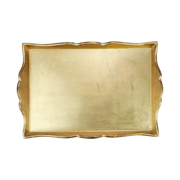 Florentine Wooden Gold Handled Scalloped Tray | +Sizes