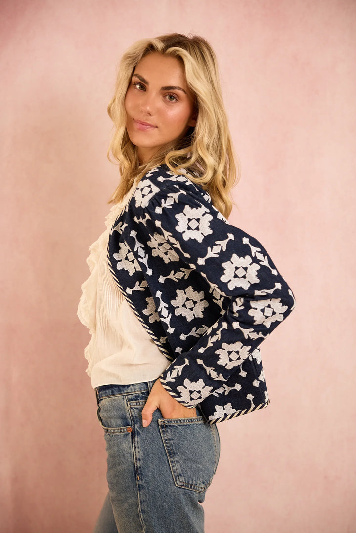 Rosy Jacket | Embroidered Denim