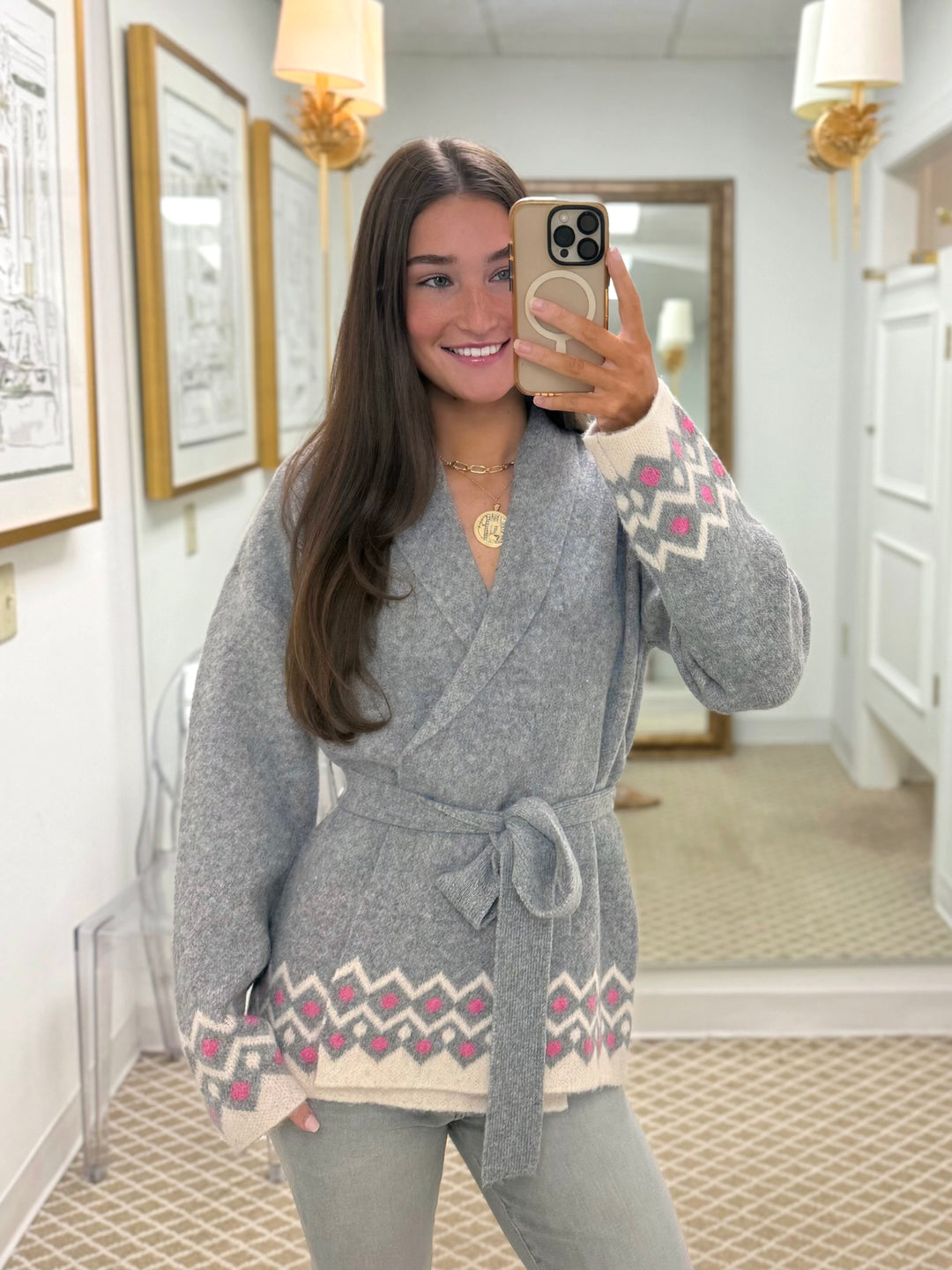 Long Sleeve Jacquard Tie Cardigan | Airstream