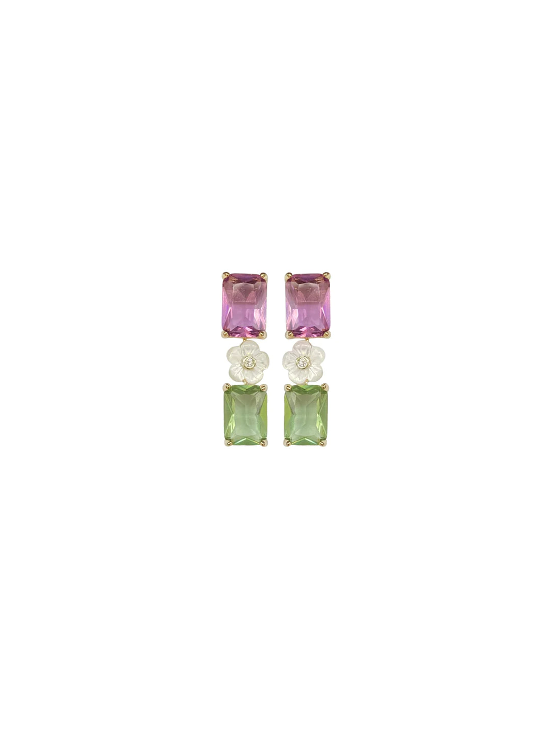 Mini Sage Green + Lavender MOP Earrings