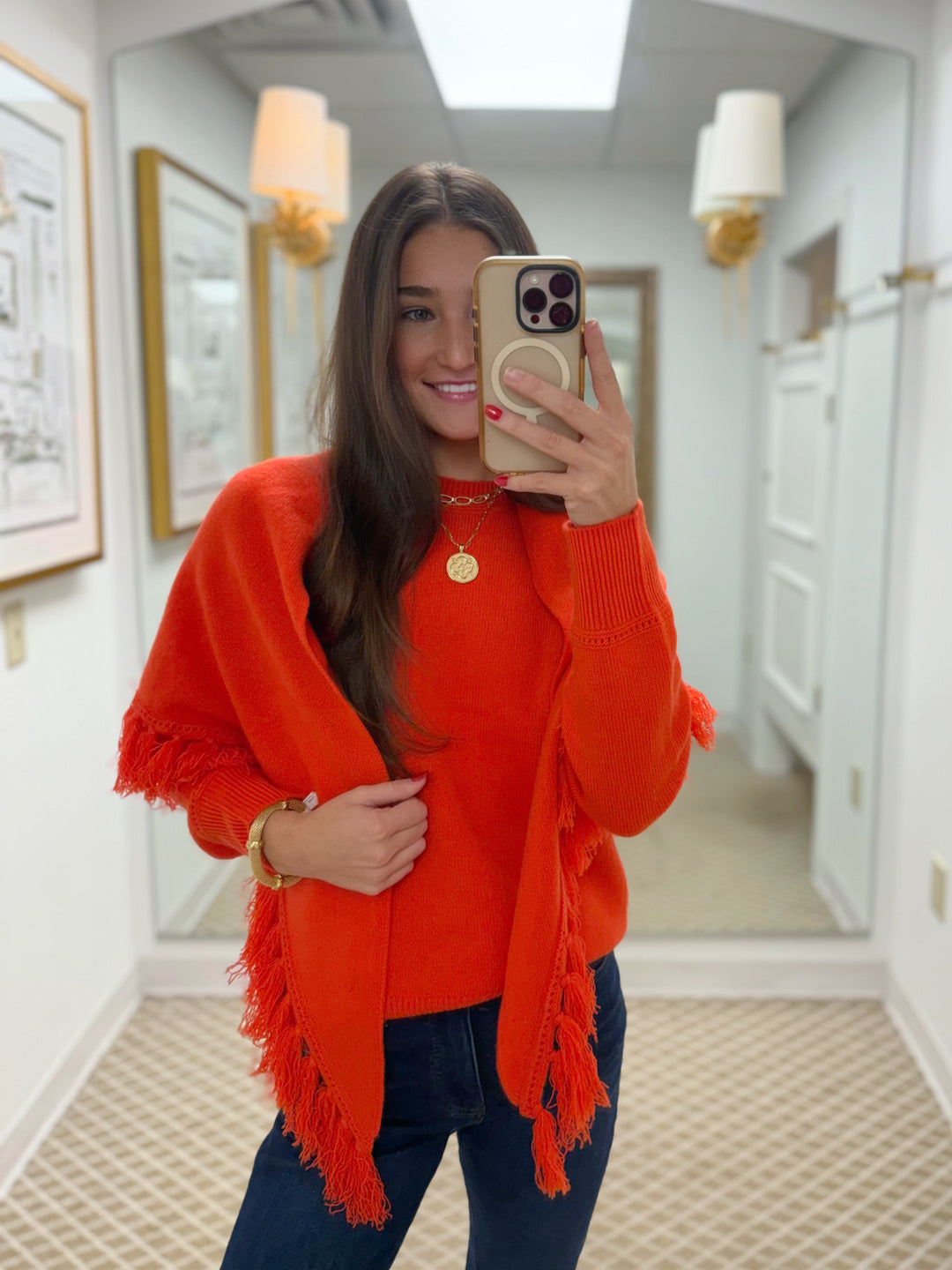 Scarf Cashmere Sweater | Poppy Red