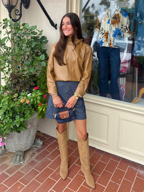 Rebecca Leather Tie Shirt | Latte