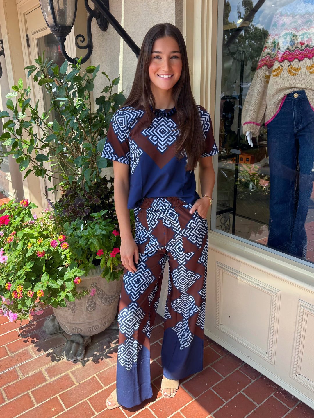 Fiore Top | Brown & Blue