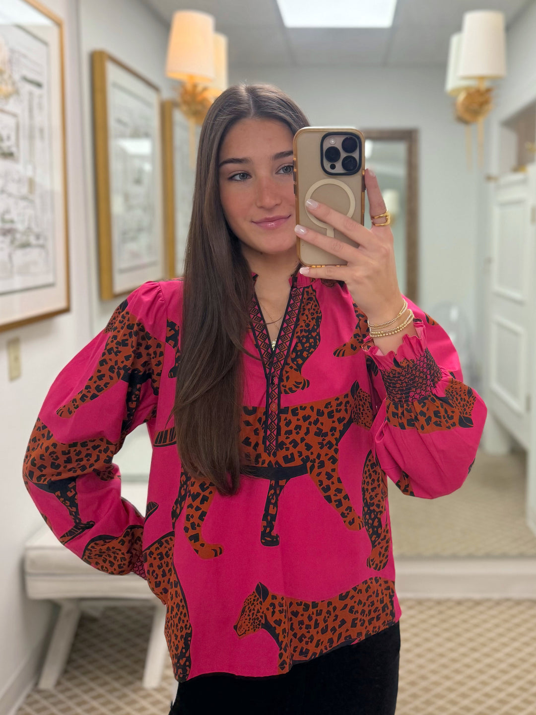 Ashley Top | Pink Leopard