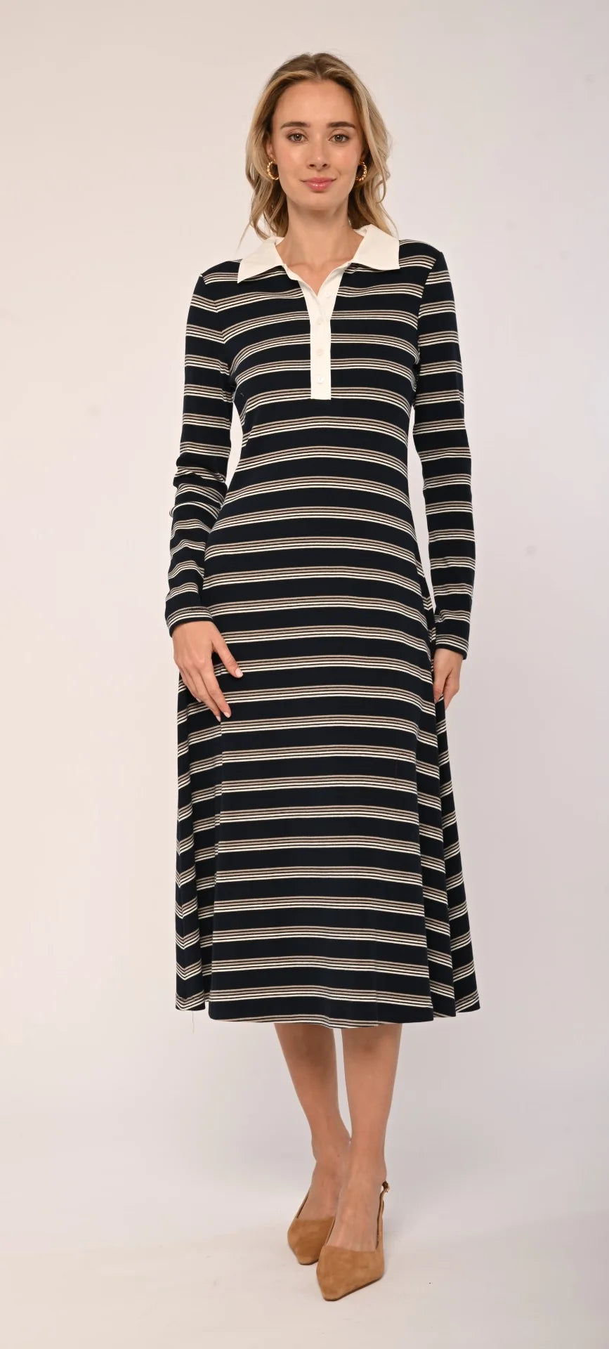 Faye Knit Dress | Multi Stripe Navy