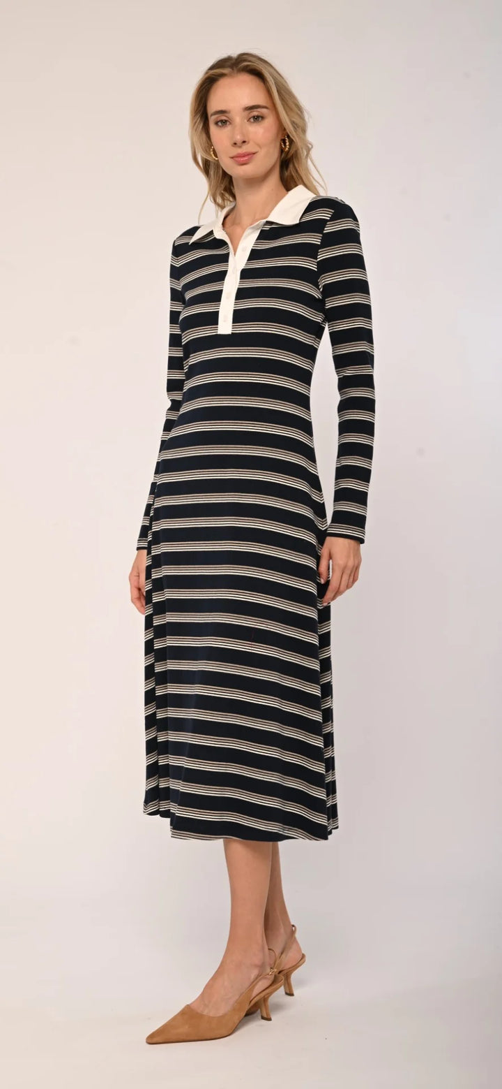 Faye Knit Dress | Multi Stripe Navy