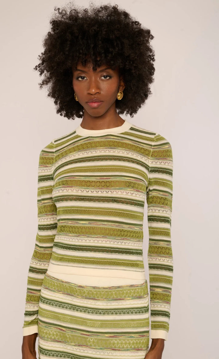 Andrea Space Dyed Knit Top | Green Space Dye