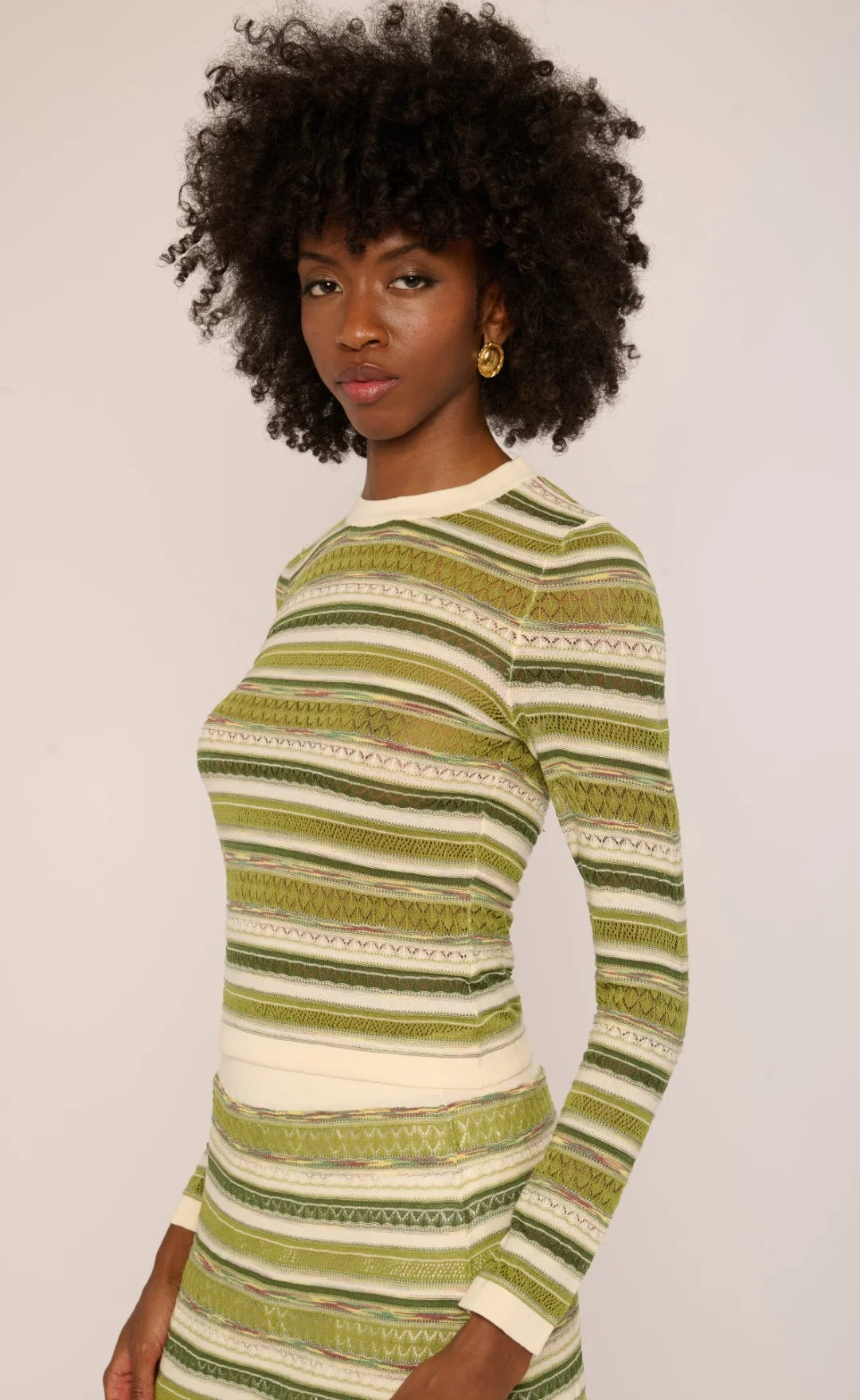 Andrea Space Dyed Knit Top | Green Space Dye